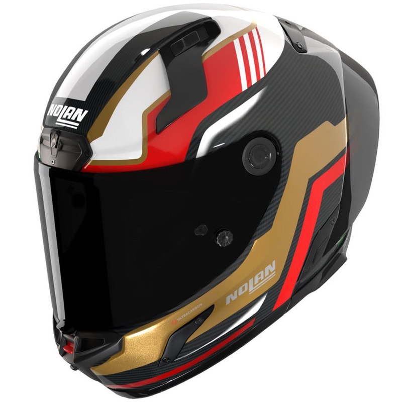 Мотоциклетна каска Nolan X-804 RS Ultra Carbon Piega, лъскава, черно-златисто-червено-зелена