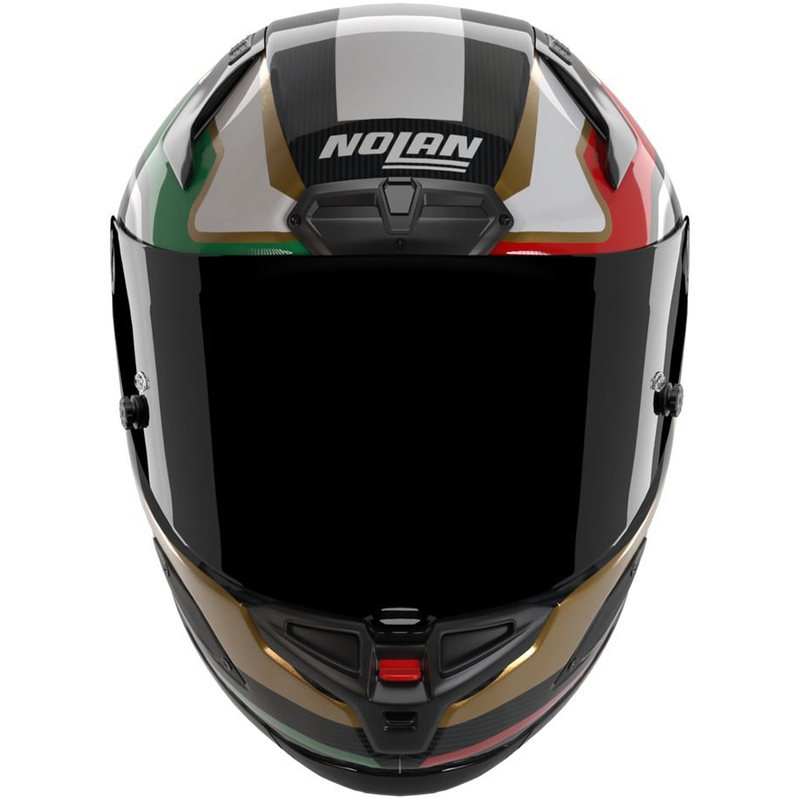 Мотоциклетна каска Nolan X-804 RS Ultra Carbon Piega, лъскава, черно-златисто-червено-зелена