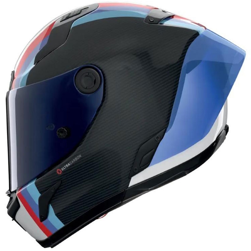Мото каска за цял нос Nolan X-804 RS Ultra Carbon Gemini 365, лъскава, сиво-бяло-синьо-червена