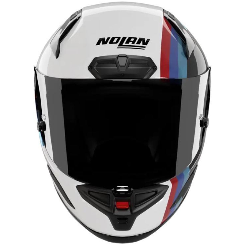 Мото каска за цял нос Nolan X-804 RS Ultra Carbon Gemini 365, лъскава, сиво-бяло-синьо-червена