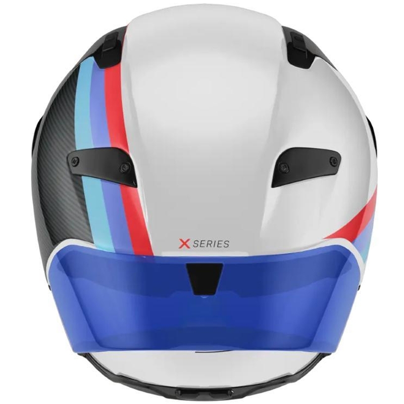 Мото каска за цял нос Nolan X-804 RS Ultra Carbon Gemini 365, лъскава, сиво-бяло-синьо-червена