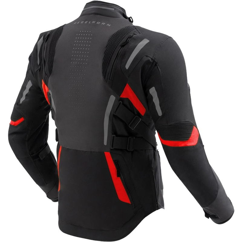 Мотоциклетно яке Rebelhorn Hiker IV черно-тъмносиво-червено