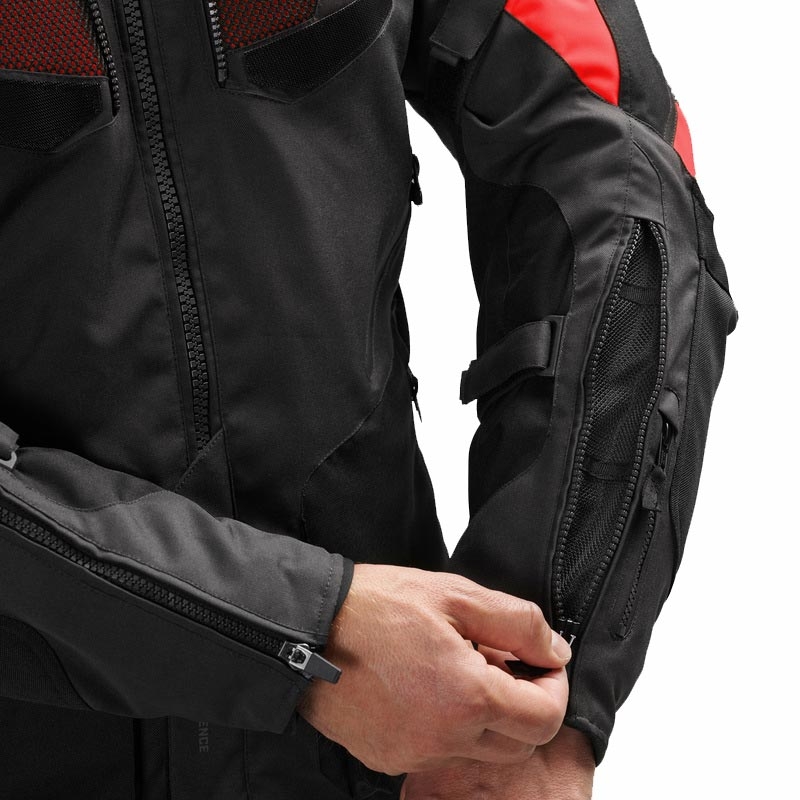 Мотоциклетно яке Rebelhorn Hiker IV черно-тъмносиво-червено