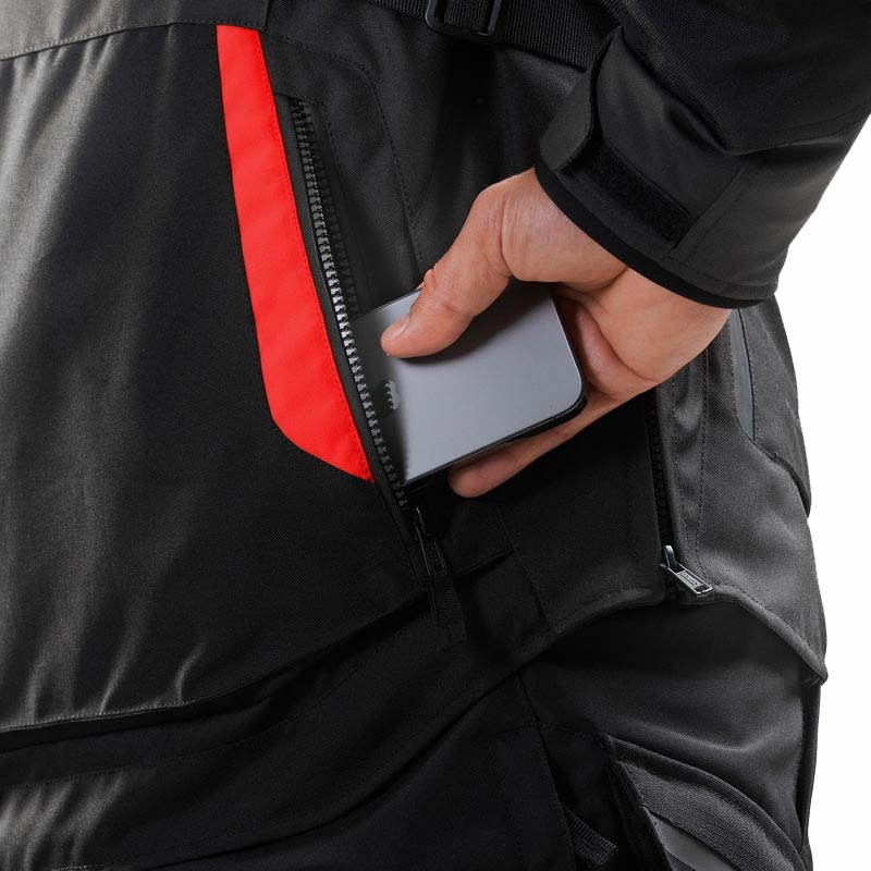 Мотоциклетно яке Rebelhorn Hiker IV черно-тъмносиво-червено