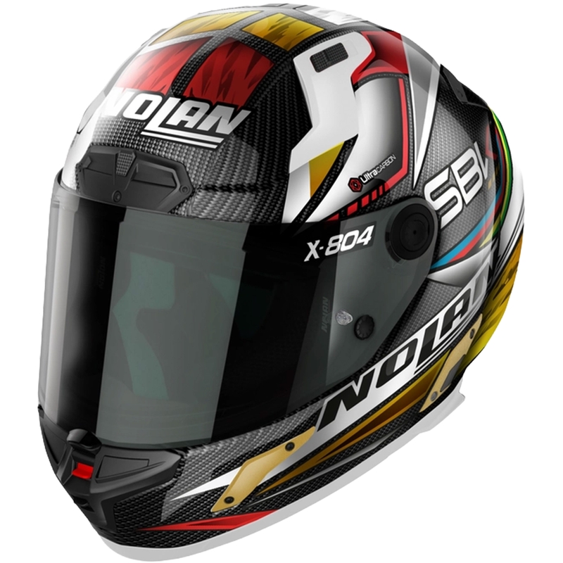 Nolan X-804 RS Ultra Carbon SBK интегрална мотоциклетна каска черно-червено-златна