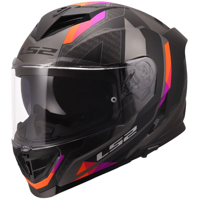 Мотоциклетна каска с пълно лице LS2 FF818 Storm III Sports, матово сиво-лилава