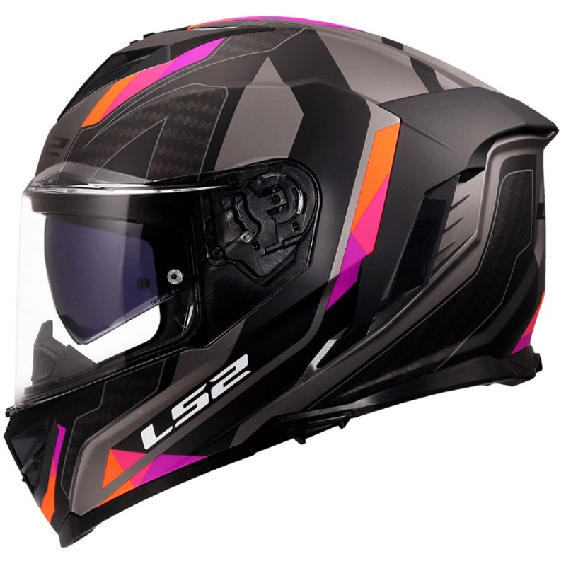 Мотоциклетна каска с пълно лице LS2 FF818 Storm III Sports, матово сиво-лилава