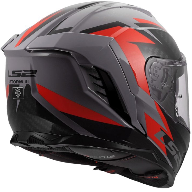 Мотоциклетна каска с пълно лице LS2 FF818 Storm III Dynamo, лъскава, сиво-червена