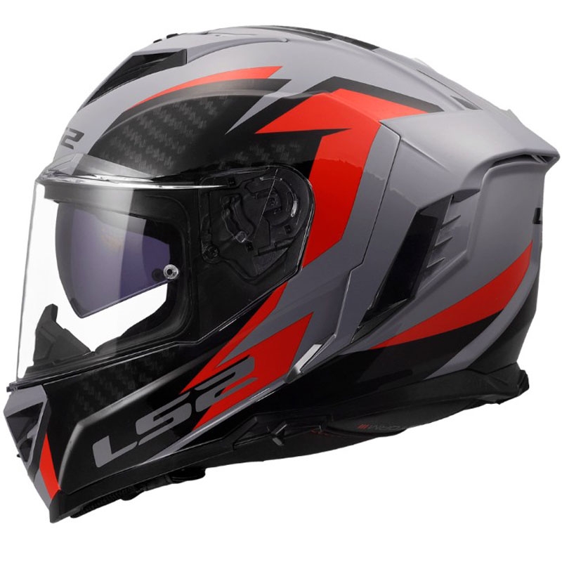 Мотоциклетна каска с пълно лице LS2 FF818 Storm III Dynamo, лъскава, сиво-червена