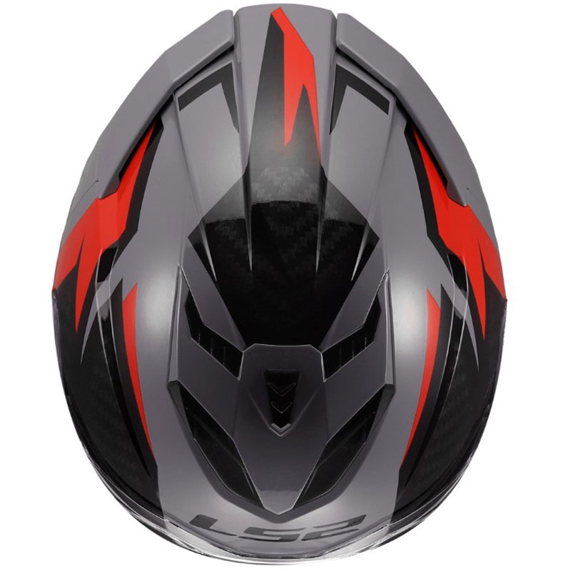Мотоциклетна каска с пълно лице LS2 FF818 Storm III Dynamo, лъскава, сиво-червена