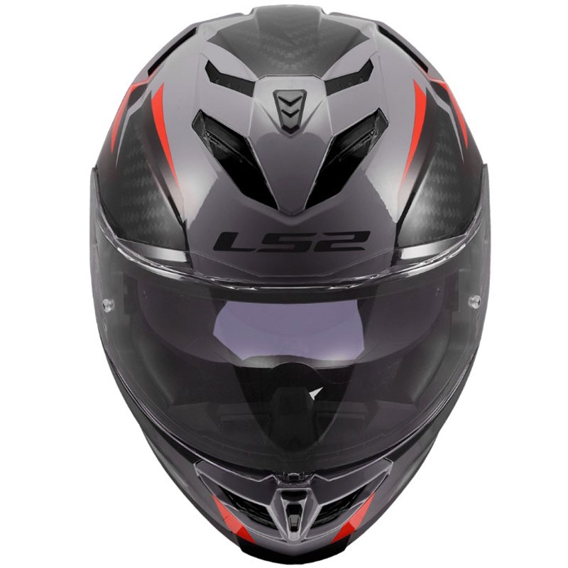 Мотоциклетна каска с пълно лице LS2 FF818 Storm III Dynamo, лъскава, сиво-червена