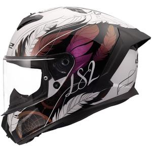 Мотоциклетна каска с пълно лице LS2 FF820 Rapid III Boho, лъскава, бяло-черно-розова