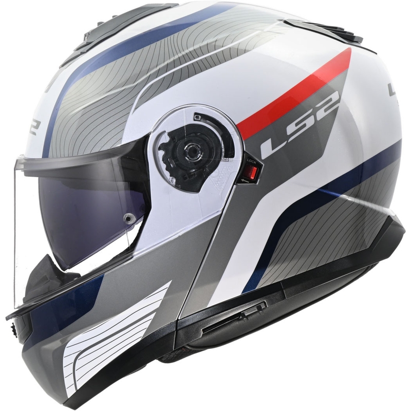 Каска с отваряне LS2 FF908 Strobe II Monza, лъскава, бяло-синьо-червена