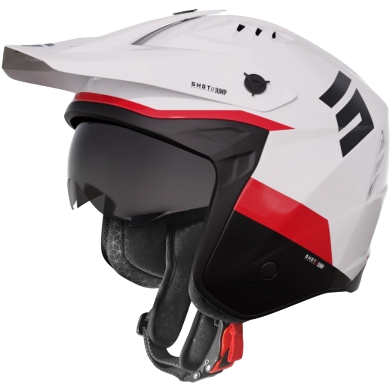 Мотоциклетна каска Скок трикове черно - червено - бяло
