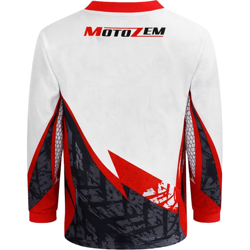 Детска мотокрос фланелка MotoZem Ground MX бяло-черно-червено