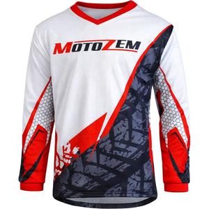 Детска мотокрос фланелка MotoZem Ground MX бяло-черно-червено