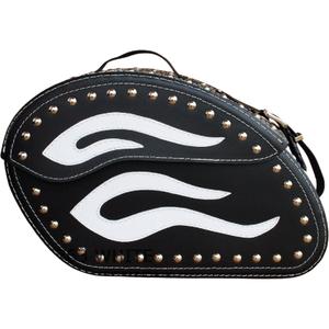 Кожени чанти за мотоциклет с нитове RSA S263B черно-бели