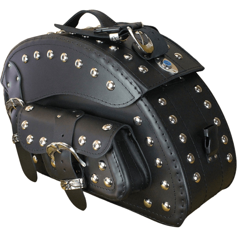 Кожени чанти за мотоциклет с нитове RSA S162B черни