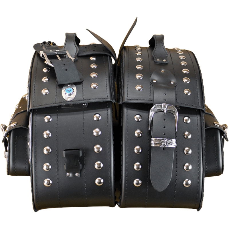 Кожени чанти за мотоциклет с нитове RSA S162B черни