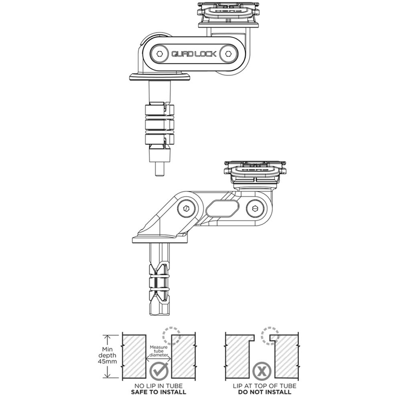 Quad Lock® стойка за кормилна колона, черна