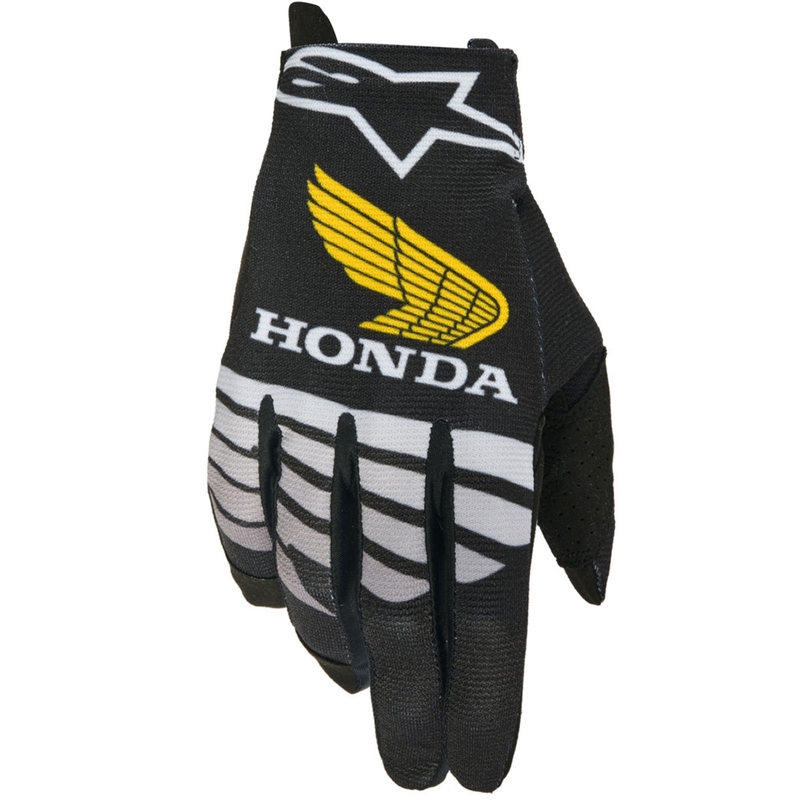 Ръкавици за мотокрос Alpinestars Radar Honda, черно-сиво-жълти