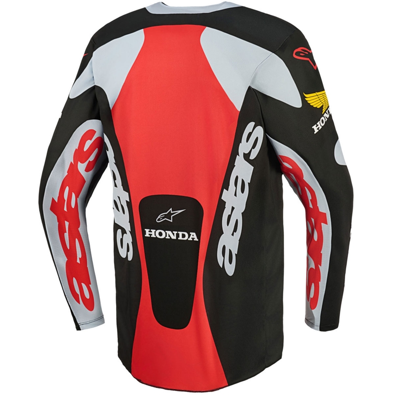 Мотокрос фланелка Alpinestars Racer Veil Honda, черно-сиво-червено-жълто