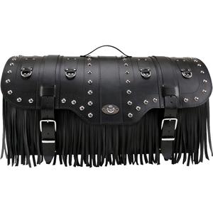 Кожен калъф за мотоциклет с ключалка, нитове и ресни RSA K160 черен