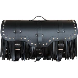 Кожен калъф за мотоциклет с ключалка, нитове и ресни RSA K165 черен