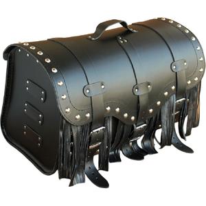 Кожен калъф за мотоциклет с ключалка, нитове и ресни RSA K155 черен