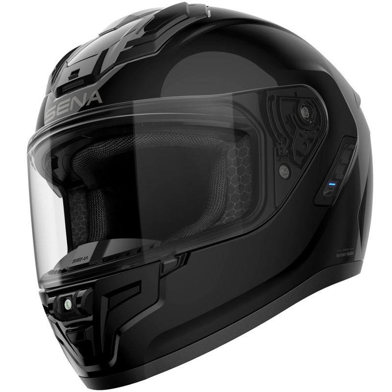 Мотоциклетна каска SENA Phantom Full Face с мрежести слушалки, гланцово черна