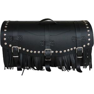 Кожен калъф за мотоциклет с ключалка, нитове и ресни RSA K461 черен