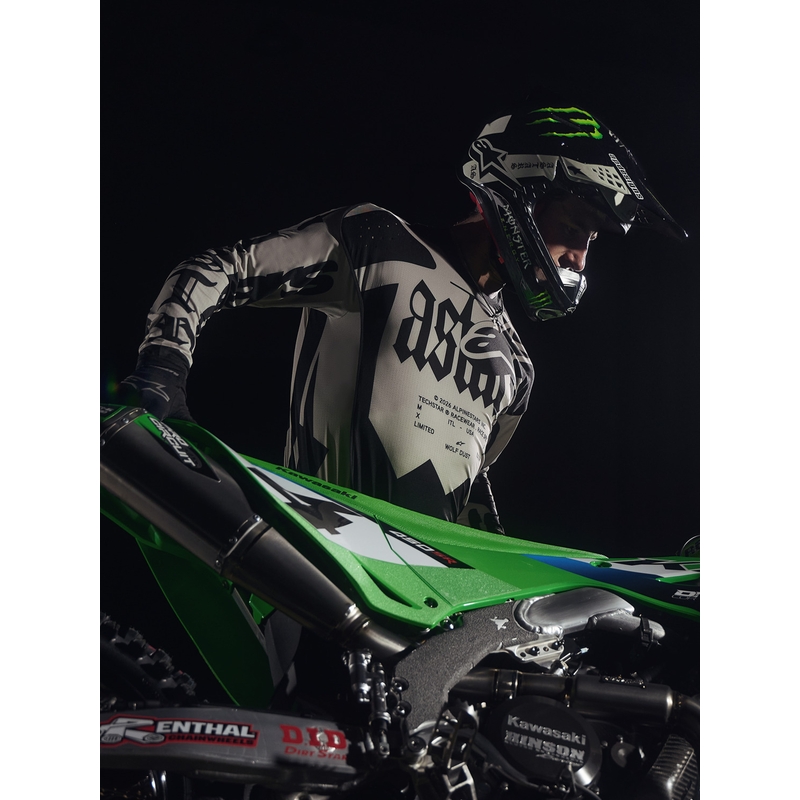 Мотокрос фланелка Alpinestars Techstar Limited Edition, Wolf Dust, пясъчно-черна