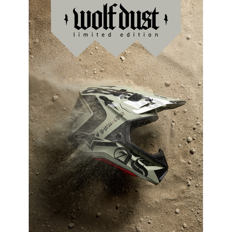 Мотокрос каска Alpinestars Supertech S-M7 Limited Edition, цвят Wolf Dust, пясъчно-черен