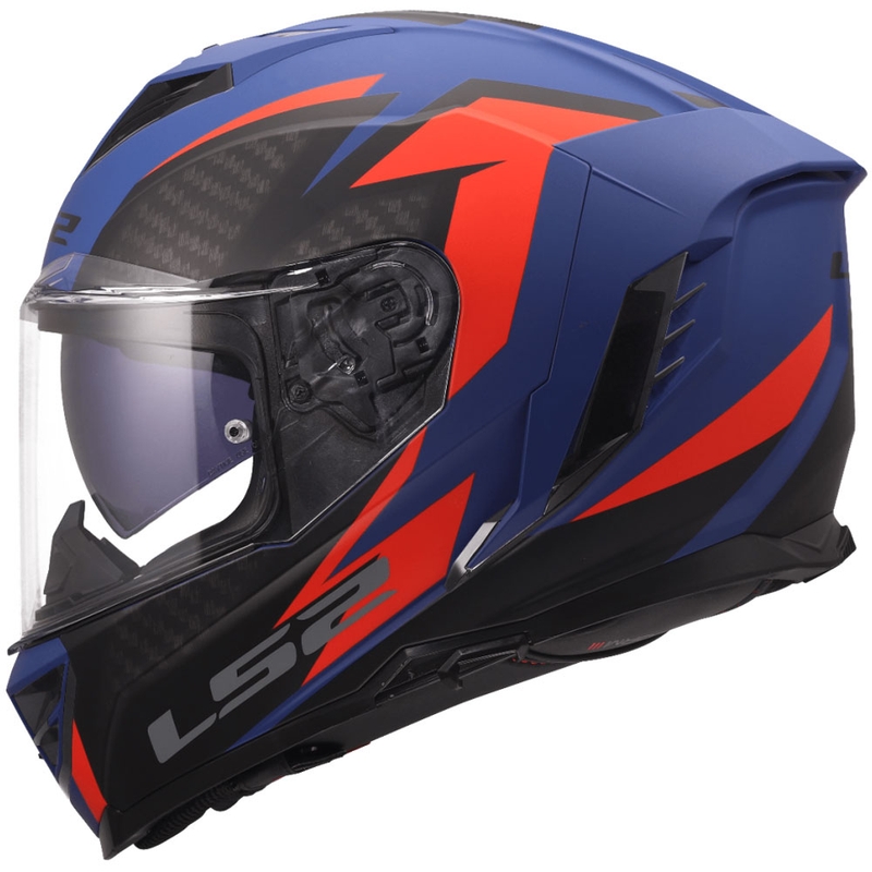 Мотоциклетна каска с пълно лице LS2 FF818 Storm III Dynamo синьо-червена