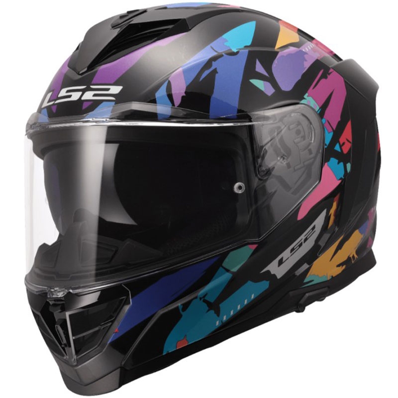 LS2 FF818 Storm III Kaos Мотоциклетна каска с пълно лице, черно-лилаво-синьо