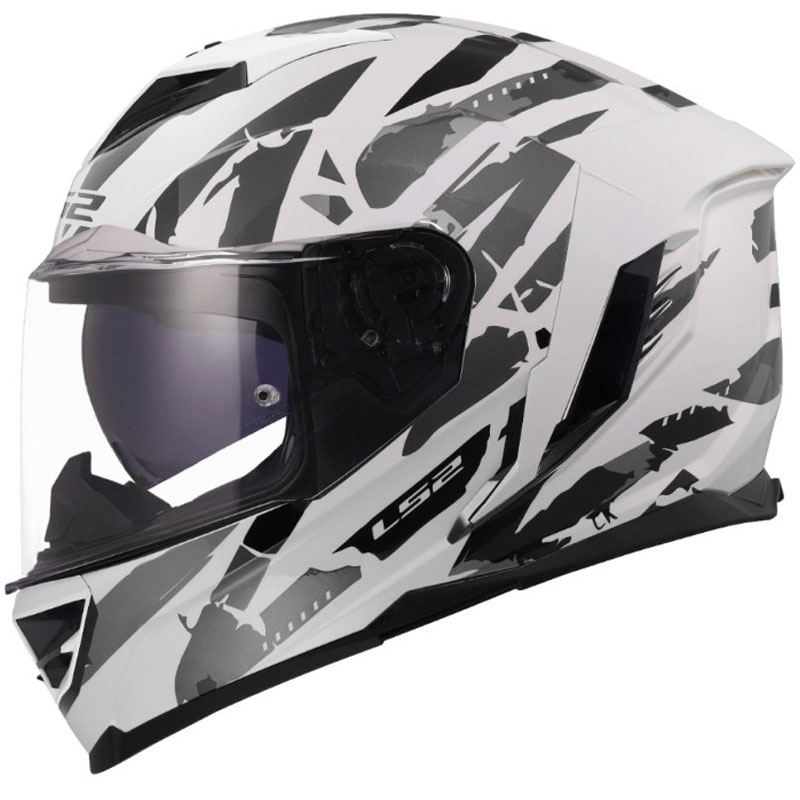 Мотоциклетна каска с пълно лице LS2 FF818 Storm III Kaos бяло-сива
