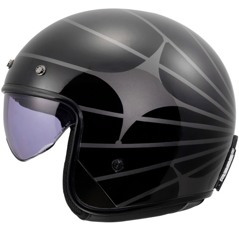 Отворена мотоциклетна каска LS2 OF601 Bob II Cosmic, лъскава, черно-сива