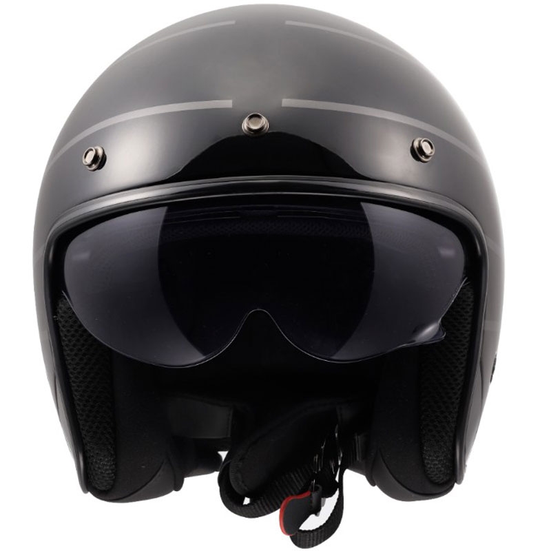 Отворена мотоциклетна каска LS2 OF601 Bob II Cosmic, лъскава, черно-сива