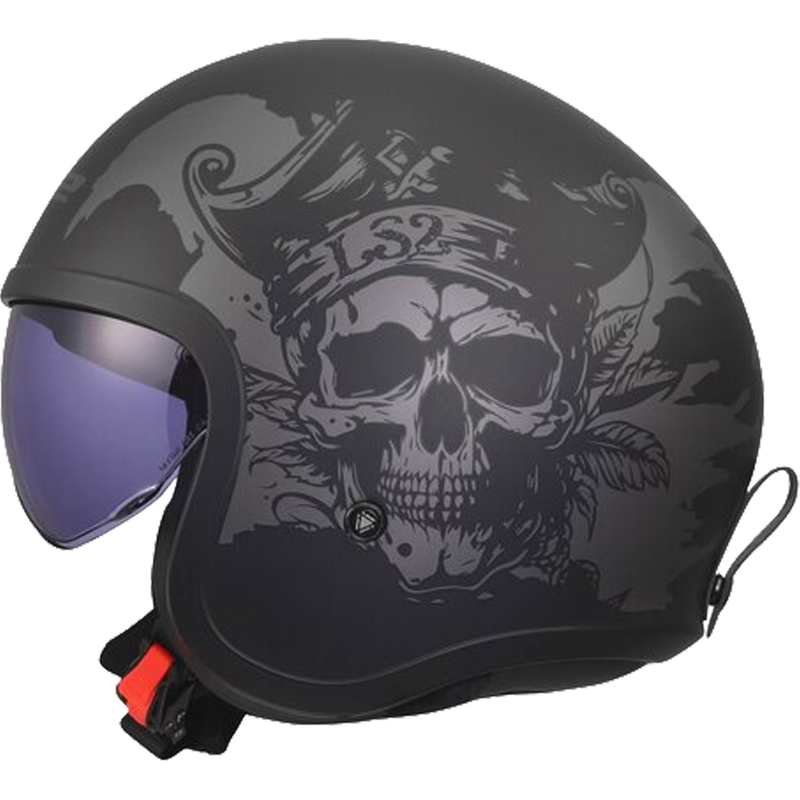 Отворена мотоциклетна каска LS2 OF599 Spitfire II Willy матово черно-сива