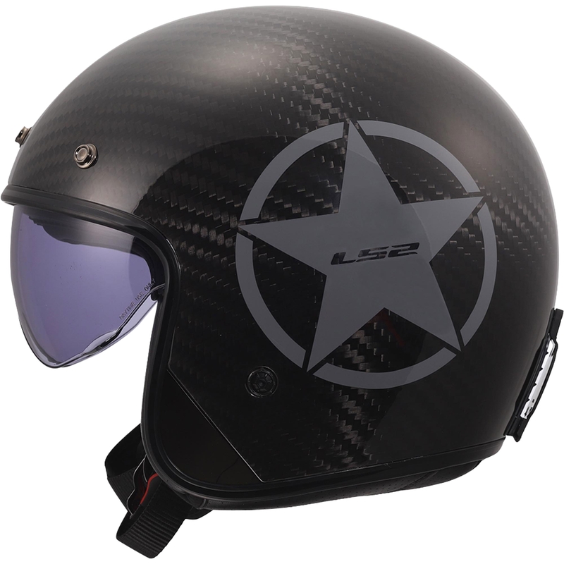 Отворена мотоциклетна каска LS2 OF601 Bob II Carbon Star, лъскаво сива