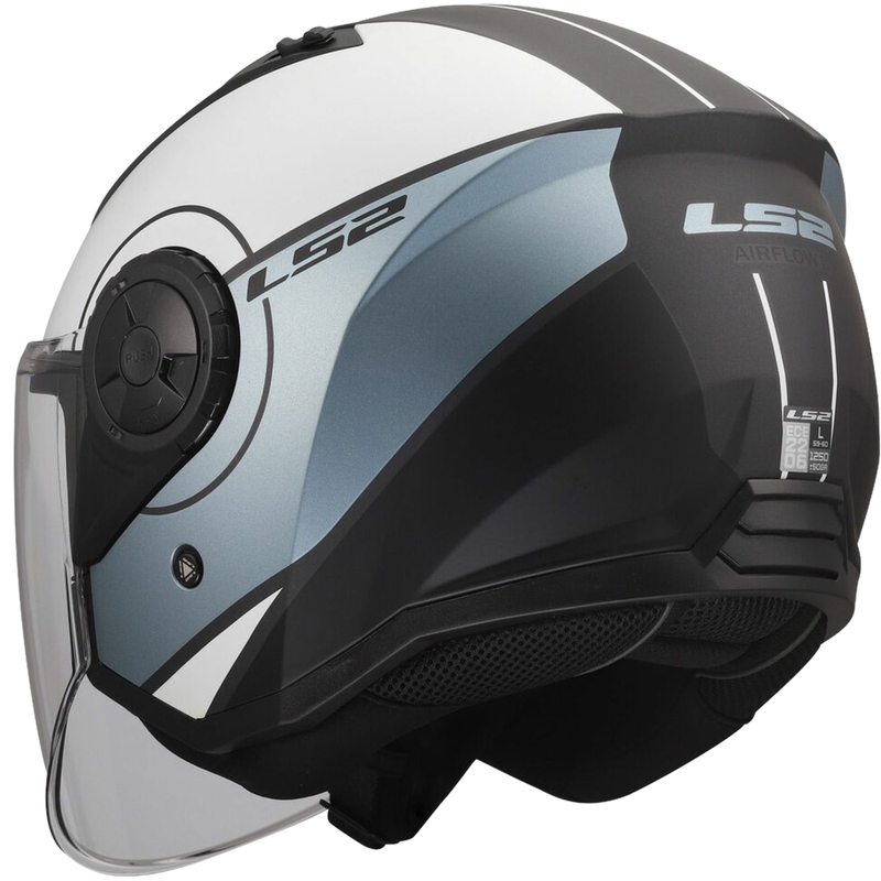 Отворена мотоциклетна каска LS2 OF616 Airflow II Cover матово сиво-синьо