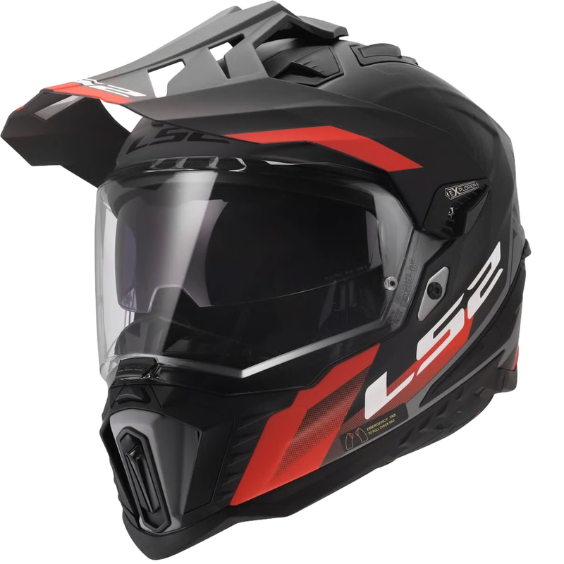 Ендуро каска LS2 MX701 Explorer Hexa матово черно-червено-сива