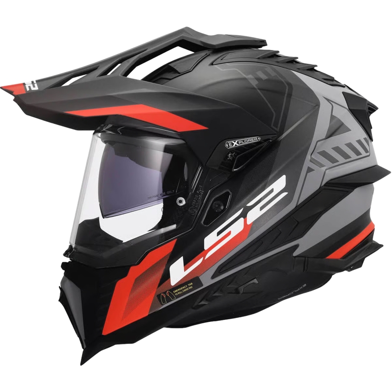 Ендуро каска LS2 MX701 Explorer Hexa матово черно-червено-сива