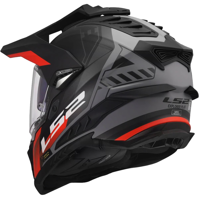 Ендуро каска LS2 MX701 Explorer Hexa матово черно-червено-сива