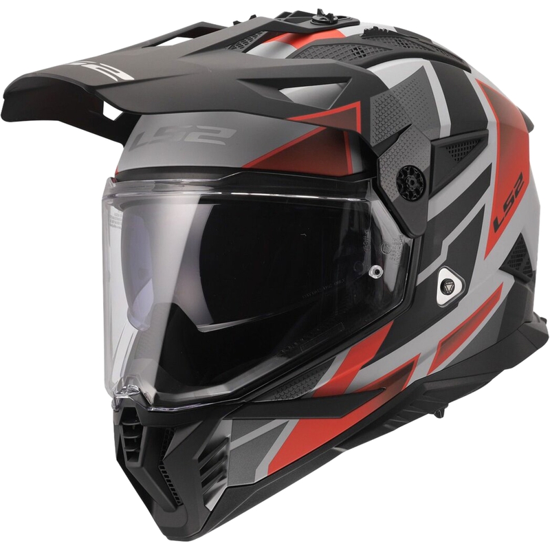 Ендуро мотоциклетна каска LS2 MX702 Pioneer II Block матово сиво-червено