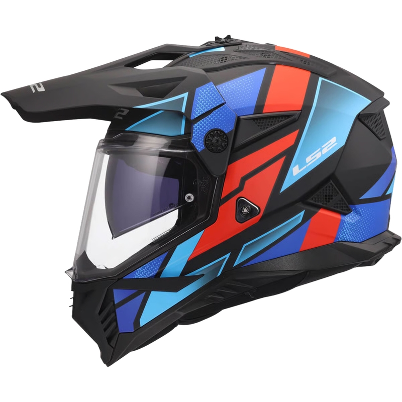 Ендуро мотоциклетна каска LS2 MX702 Pioneer II Block матово черно-червено-синьо