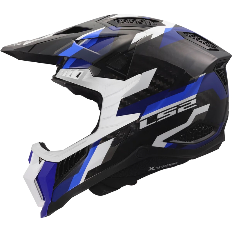 Мотокрос каска LS2 MX703 X-Force Phantom, лъскава, синьо-бяла