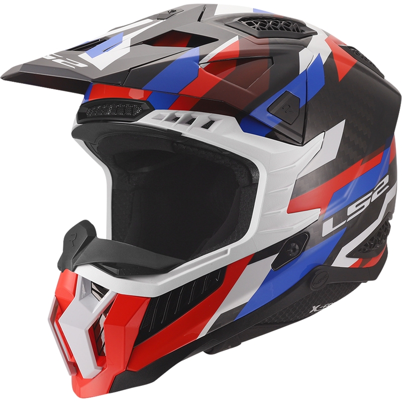 Мотокрос каска LS2 MX703 X-Force Phantom, лъскава, бяло-синьо-червена