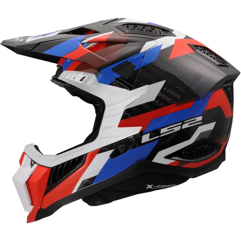Мотокрос каска LS2 MX703 X-Force Phantom, лъскава, бяло-синьо-червена
