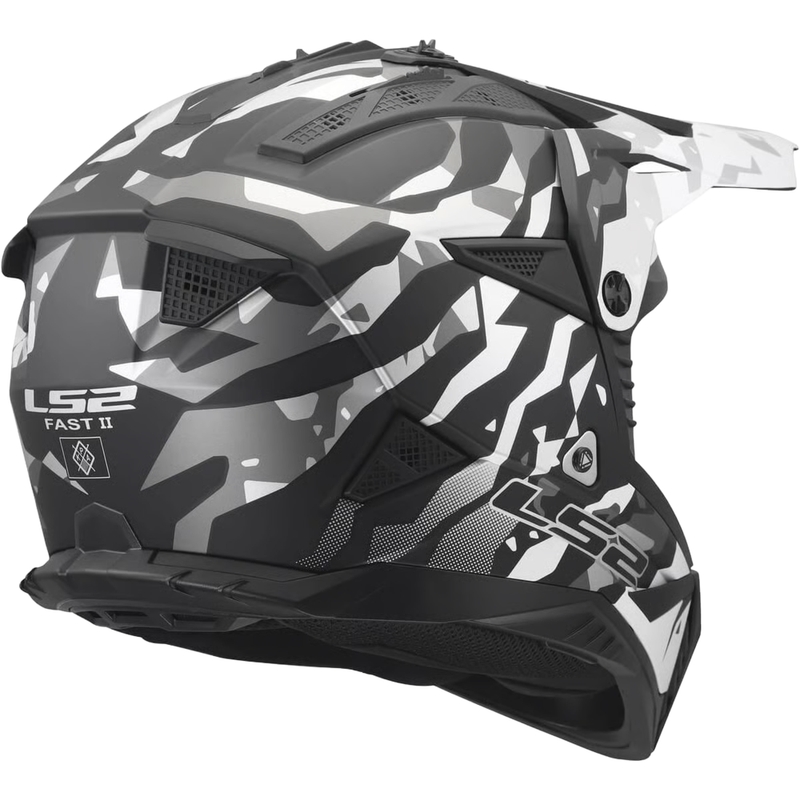 Мотокрос каска LS2 MX708 Fast II Grotesk матово черно-сива